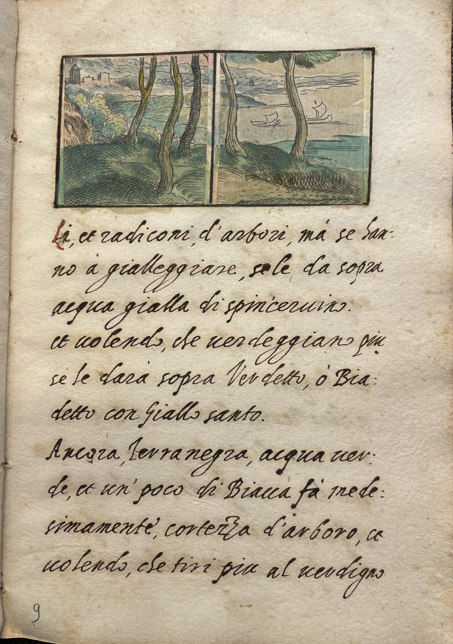 Manoscritto ricettario di pittura – dettaglio